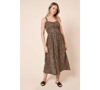 Dorothy Perkins Animal Shirred Bodice Strappy Jersey Midi Dress, 12, Animal