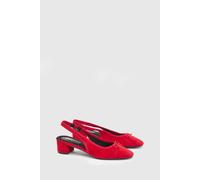Dorothy Perkins Women's Annie Faux Suede Slingback Block Heel Court Pumps in Red | Size: 4