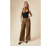 Dorothy Perkins Women's Belt Detail Side Stripe Wide Leg Trouser in Khaki | Size: 18 Dorothy Perkins Khaki 18