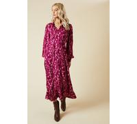 Dorothy Perkins Women's Berry Floral Lace Yoke Midi Dress | Size: 8