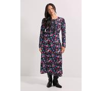 Dorothy Perkins Women's Black Floral Lace Detail Long Sleeve Printed Midi Dress | Size: 12 Dorothy Perkins Floral 12