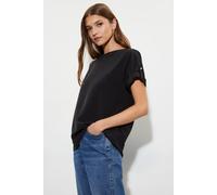 Dorothy Perkins Women's Black Roll Sleeve Blouse | Size: 16 Dorothy Perkins Black 16