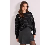 Dorothy Perkins Women's Black Sequin Stripe Jumper | Size: XL
