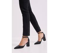 Dorothy Perkins Women's Blanche Ankle Strap Pointed High Block Heel Court Shoes in Black | Size: 7 Dorothy Perkins Black 7