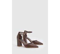 Dorothy Perkins Women's Blanche Ankle Strap Pointed High Block Heel Court Shoes in Chocolate | Size: 4 Dorothy Perkins Chocolate 4
