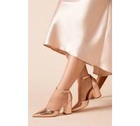 Dorothy Perkins Women's Blanche Ankle Strap Pointed High Block Heel Court Shoes in Rose Gold | Size: 3