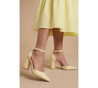 Dorothy Perkins Women's Blanche Ankle Strap Pointed High Block Heel Court Shoes in Yellow | Size: 8 Dorothy Perkins Yellow 8
