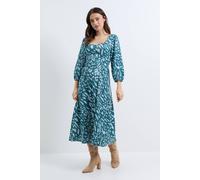Dorothy Perkins Women's Blue Animal Sweetheart Neck Dropped Waist Seam Midi Dress | Size: 8 Dorothy Perkins Blue 8