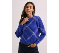 Dorothy Perkins Women's Blue Argyle Cardigan Sweater | Size: XL