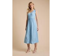 Dorothy Perkins Women's Blue Ditsy V Neck Shirred Waist Printed Jersey Midi Dress | Size: 18 Dorothy Perkins Blue 18