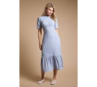Dorothy Perkins Women's Blue Leopard Tie Back Tiered Jersey Midi Dress | Size: 16