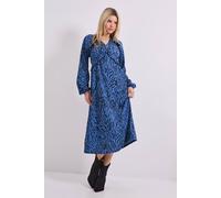 Dorothy Perkins Women's Blue Zebra Empire Seam Frill Detail Jersey Midi Dress | Size: 16 Dorothy Perkins Blue 16