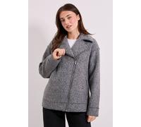 Dorothy Perkins Women's Boucle Biker Jacket in Grey | Size: Medium Dorothy Perkins Grey M