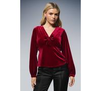 Dorothy Perkins Women's Bow Detail Velvet Peplum Top in Berry | Size: 10