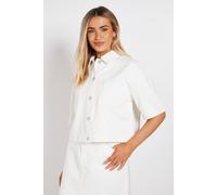 Dorothy Perkins Women's Boxy Cropped Denim Jacket in Ecru | Size: 14