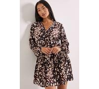 Dorothy Perkins Women's Brown Animal Print Dropped Seam Detail Wrap Front Mini Dress | Size: 10