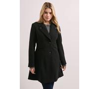 Dorothy Perkins Women's Button Detail Faux Wool Midi Coat in Black | Size: 10 Dorothy Perkins Black 10