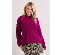 Dorothy Perkins Women's Button Overarm Jumper in Magenta | Size: Large Dorothy Perkins Magenta L