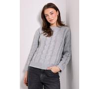 Dorothy Perkins Women's Cable Knitted Crew Neck Jumper in Grey | Size: XL