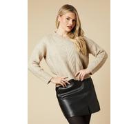 Dorothy Perkins Women's Cable V Neck Jumper in Camel | Size: Large Dorothy Perkins Camel L