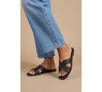 Dorothy Perkins Women's Carlotta Faux Leather Comfort Flat Sliders in Black | Size: 5 Dorothy Perkins Black 5