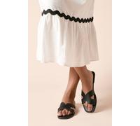 Dorothy Perkins Women's Carlotta Faux Leather Comfort Flat Sliders in Black | Size: 6 Dorothy Perkins Black 6