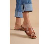Dorothy Perkins Women's Carlotta Faux Leather Comfort Flat Sliders in Tan | Size: 8 Dorothy Perkins Tan 8