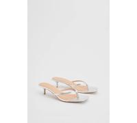 Dorothy Perkins Women's Catriona Faux Leather Kitten Heel Toe Thong Sandals in Silver | Size: 6 Dorothy Perkins Silver 6
