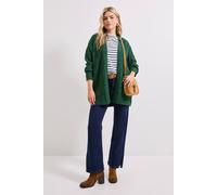 Dorothy Perkins Women's Chunky Longline Multi Cable Cardigan Sweater in Bottle Green | Size: Large