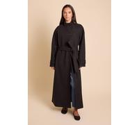Dorothy Perkins Women's Classic Midi Funnel Neck Coat in Black | Size: 8