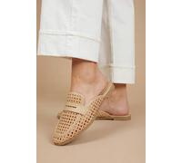 Dorothy Perkins Women's Claudia Woven Slip On Faux Leather Loafers in Camel | Size: 7