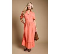 Dorothy Perkins Collar Detail Short Sleeve Maxi Dress, 12, Coral