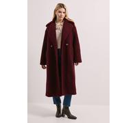 Dorothy Perkins Women's Cosy Teddy Oversized Coat in Burgundy | Size: 14