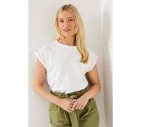 Dorothy Perkins Women's Cotton Roll Sleeve T-shirt in White | Size: 10 Dorothy Perkins White 10