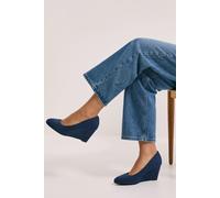 Dorothy Perkins Womens Court Heel Navy Wedge Open Toe Strap Workwear
