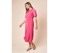 Dorothy Perkins Women's Cowl Neck Tie Back Jersey Midi Dress in Hot Pink | Size: 12