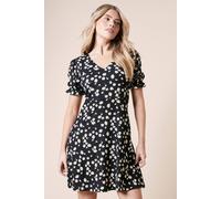 Dorothy Perkins Women's Daisy V Neck Short Sleeve Mini Jersey Dress in Black | Size: 8 Dorothy Perkins Black 8