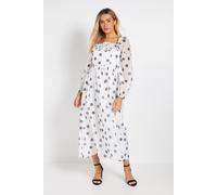 Dorothy Perkins Women's DP Luxe Flower Detail Square Neck Printed Organza Midi Dress in Mono | Size: 8 Dorothy Perkins Mono 8