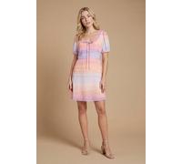 Dorothy Perkins Women's DP Luxe Gathered Neckline Tie Front Puff Sleeve Mini Dress | Size: 14