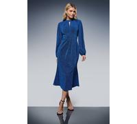 Dorothy Perkins Women's DP Luxe Keyhole Detail Sparkle Jersey Midi Dress in Cobalt | Size: 8