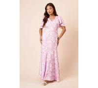 DP Luxe Petite Angel Sleeve V Neck Maxi Dress Dorothy Perkins Lilac 10