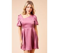 Dorothy Perkins Women's DP Luxe Square Neck Puff Sleeve Mini Dress in Rose | Size: 16 Dorothy Perkins Rose 16