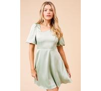 Womens DP Luxe Square Neck Puff Sleeve Mini Dress Sage 10
