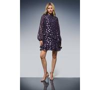 Dorothy Perkins Women's DP Luxe Star Jacquard Ruffle Shift Mini Dress in Purple | Size: 16