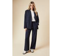 Dorothy Perkins Women's Elasticated Waist Wide Leg Stripe Trouser in Navy | Size: 14 Dorothy Perkins Navy 14
