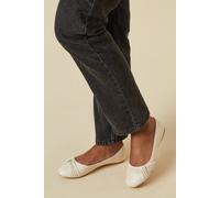 Dorothy Perkins Women's Eliza Ruched Detail Flat Ballet Pumps in Beige | Size: 4