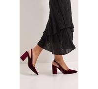 Dorothy Perkins Women's Ellens Velvet Pointed High Block Heel Slingback Court Shoes in Dark Red | Size: 3