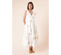 Dorothy Perkins Women's Embroidered Tie Back Strappy Midi Dress in Taupe | Size: 8