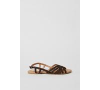 Dorothy Perkins Women's Fiona Faux Leather Lattice Peep Toe Slingback Flat Sandals in Tan | Size: 8 Dorothy Perkins Tan 8