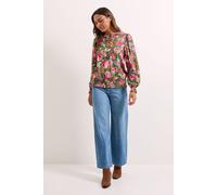 Dorothy Perkins Floral Shirred Hem Tie Front Long Sleeve Top floral 8